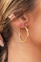 Elegant 18K Stainless Steel Twisted Hoop Earrings, Earrings, $ 18.00, A Moment Of Now™